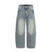 Punk Washed White Denim Scimitar Pants Men's Loose Casual Distressed Design Workwear Wide-Leg Trousers_mkmklike.com