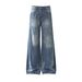 Men's Clothing New Retro Washed Sprayed Monkey Flared Jeans Men And Women Loose Straight Pants_mkmklike.com