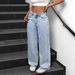 High Waist Straight Jeans For Women – Bow Embroidered Loose Fit Denim Pants (Azure, S-XL)_mkmklike.com