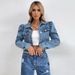 K Women's Fashion Collar Denim New Jacket_mkmklike.com