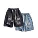 Men's Clothing Drawstring Elastic Waist Ripped Denim Shorts Street Fashion Straight Large Size Casual Five Point Mid Length Pants_mkmklike.com