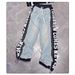 Women's Clothing Spring New Style Red Stitching Letter Print Elastic Drawstring Trousers Trousers Trendy_mkmklike.com