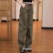 Vintage Workwear Jeans For Women In Army Green, 2026 New Model, High-waisted, Loose Straight-leg, Curved-leg Pants,_mkmklike.com