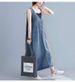 K New Shoulder Strap Dress For Women, Medium To Long, A-level Solid Color, V-neck, Artistic Retro Plus Size_mkmklike.com