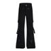 American High Street Vibe Style Flared Men's Niche Design Sense Tie Multi-Pocket Cargo Jeans Long Pants_mkmklike.com