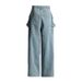 High Waisted Wide Leg Cargo Jeans For Women – Comfortable Loose Fit Denim Pants With Large Pockets, Slimming & Stylish For Petite_mkmklike.com