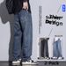 Retro Elastic Denim Loose Straight Faionable Mid Waist Zipper Fly High Rise Effectiven Men's Jeans_mkmklike.com
