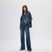 SELINE Women's Flared Jeans, Vintage Washed, High Waist, Slimming, 2025 Autumn New Loose Fit Floor-Length Pants_mkmklike.com