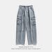 Japanese Double Three-dimensional Pocket Jeans Retro Old Washing Tooling Trousers Men_mkmklike.com