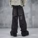 Men's Black Washed Graffiti Jeans - Oversized Straight Leg With Distressed & Hand-Painted Details (S-3xl) - Urban Streetwear Essential_mkmklike.com