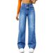Women's Clothing Stretch Straight Leg Jeans - Comfortable Mid-Rise Denim Pants For Casual & Office Wear (Blue, Light Blue, Black, Khaki, XS/S/M/L/XL)_mkmklike.com