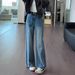 Women's Clothing Retro Blue Wide Leg Jeans High Waisted Slimming Loose Fit Versatile Straight Leg Curved Trousers For Women Autumn_mkmklike.com