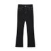 Men's Clothing Retro Ribbon Slim Fit Flared Jeans High Street Slim Straight Solid Color Floor Length Trousers_mkmklike.com