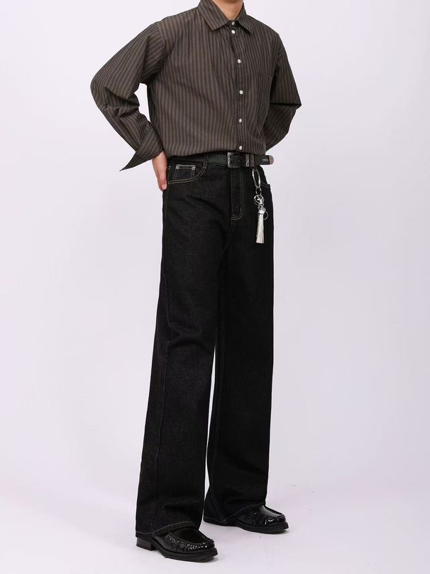 Men's Clothing Vintage Raw Denim Jeans For Men & Women – Classic Clean Fit, Relaxed Straight Leg, Distressed Wash, Unisex Retro Style_mkmklike.com
