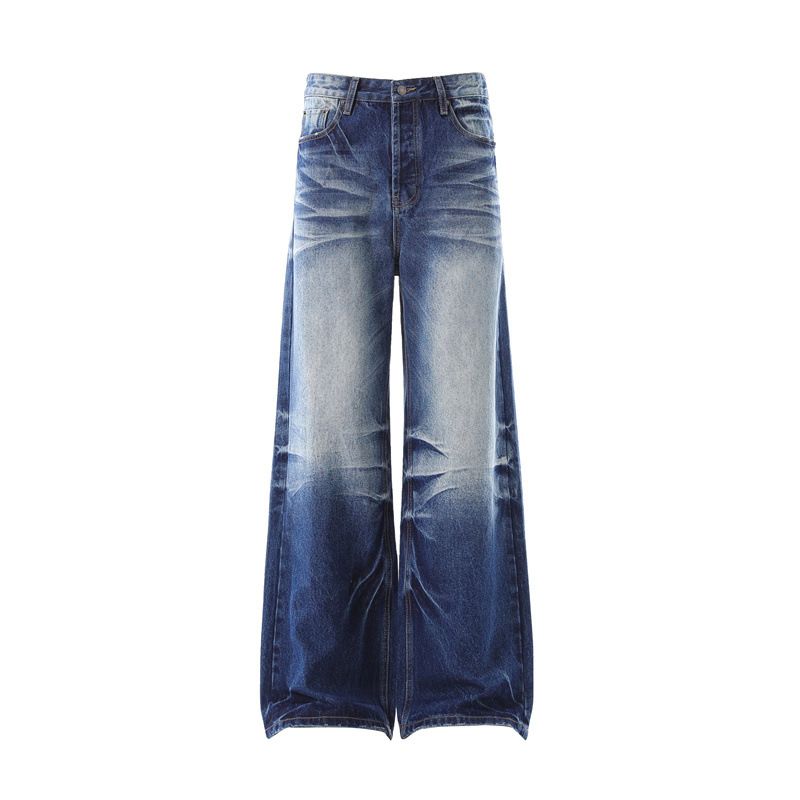 Men's Vintage Washed Denim Jeans – High Waist Bootcut With Whisker Distressing (S-XXL, Black/Light Blue/Dark Blue)_mkmklike.com