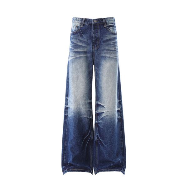 Men's Vintage Washed Denim Jeans – High Waist Bootcut With Whisker Distressing (S-XXL, Black/Light Blue/Dark Blue)_mkmklike.com