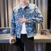 Handsome Young Man's Spring New Denim Personalized Jacquard Printed Pattern Washed Fashionable Men's Jacket_mkmklike.com