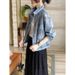 Fashionable Simple Design Sequin Denim Jacket Women, 2026 Spring Autumn New Style, Versatile And Loose-fitting Top For_mkmklike.com