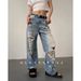 Women's Clothing High Street Hip Hop Ripped Old Retro High Street Jeans_mkmklike.com
