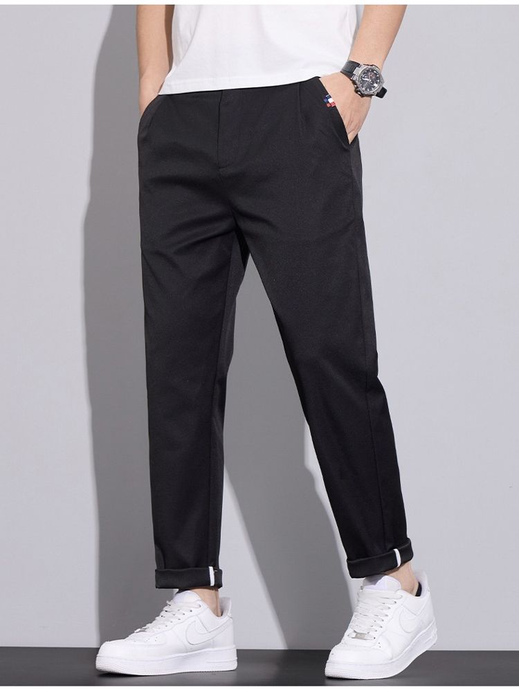 Ice Silk Men's Pants 2026 Summer New Thin Business Casual Trousers Street Y2K Elastic Waist Breathable Straight Leg_mkmklike.com