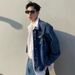 China-Chic Hip Hop Pleated Fashion Irregular Denim Men's High Street Versatile Casual Loose Couple Jacket_mkmklike.com