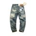 Men's Retro Patchwork Distressed Jeans Loose Straight Leg Casual Trousers Mid Waist For Spring Autumn_mkmklike.com