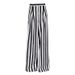 Women's black and white striped wide-leg casual slim high-waisted loose drape floor-length trousers_mkmklike.com