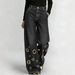 High Waisted Loose Fitting Women's Trousers Street Style European American Design Hollowed out Metallic Eyelet_mkmklike.com