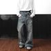 Men's Distressed Patchwork Jeans – Vintage Washed Straight & Slight Flare Denim Pants For Hip-Hop Streetwear (S-3XL)_mkmklike.com