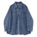 Chicco Vintage Denim Jacket Women, Loose Long Sleeve Shirt With Unique Design For Spring, Autumn, And Winter_mkmklike.com
