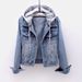 Cowboy Jacket Women's Short Autumn/winter Korean Version Long Sleeved Slim Fit Hooded Jacket Versatile Student Top_mkmklike.com