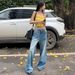 Vintage Washed High Waist Straight Leg Jeans For Women - Distressed Denim Wide Leg Trousers With Retro Faded Look_mkmklike.com