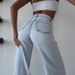 Women's Clothing Women's Wide Leg Jeans - High Waist Stretch Denim Pants For Casual & Office Wear, Comfortable Cotton Blend, Light Blue_mkmklike.com