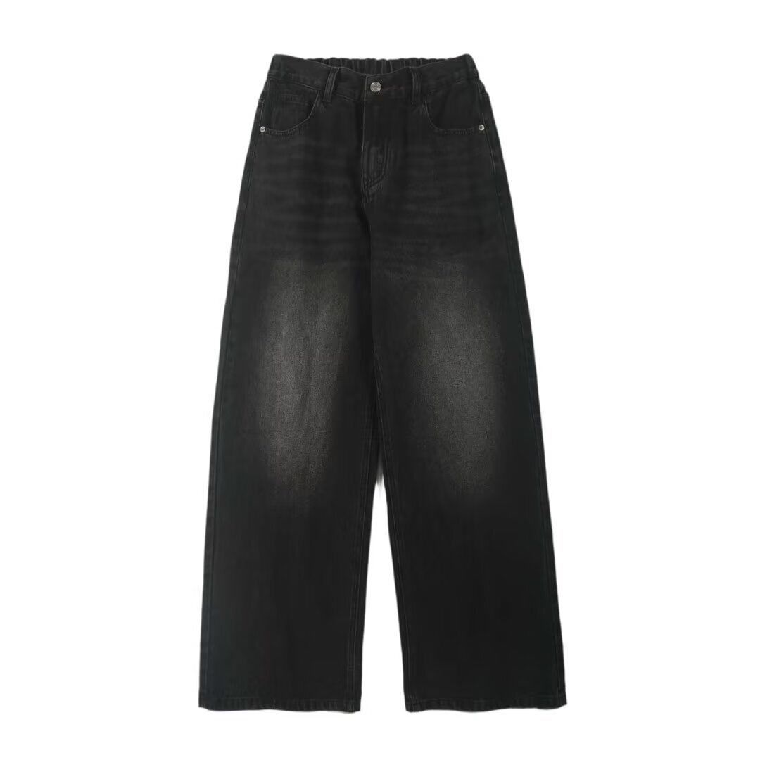 Vintage Washed Denim Jeans For Men – 90s Baggy Streetwear Pants (60% Cotton) – Relaxed Fit Straight-Leg With Dragging Hem For Hip-Hop & Y2K Style_mkmklike.com