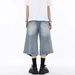"Men's Distressed Ripped Jeans – Vintage Washed Cropped Denim, Loose Fit Streetwear (Edgy Punk Style, Summer Casual, Retro Grunge Look)"_mkmklike.com