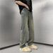 Jeans Men's Summer Street Casual Wide Trend Loose Student Straight Leg Long Pants_mkmklike.com