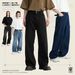 Retro Washed Wide Leg Jeans – Loose Fit Denim Pants With Elastic Waist (Denim Blue, Black Gray, Dark Blue, Black, White, S-XL)_mkmklike.com