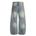 Loose Fit Distressed Washed Jeans For Men American Street Style Vibe Wide Leg Frayed Vintage Casual Long Pants_mkmklike.com