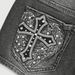 Women's Cross Wings Embroidery Denim Shorts with Rhinestones Black And Gray Washed Jeans Factory Direct Wholesale Bottoms_mkmklike.com
