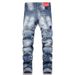 Men's Clothing Spot new spring punk men's jeans ripped patch embroidery slim waist men's pants_mkmklike.com