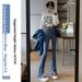 Micro-flared Pants 2025 Autumn And Winter New High-waisted Floor-length Straight Slim-fit Pencil Split Denim Women's_mkmklike.com