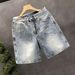 Men's Spray Paint Washed Denim Shorts | Light Blue Distressed Casual Streetwear | Relaxed Fit 5-Inch Summer Shorts_mkmklike.com
