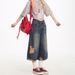 American Retro Washed Ripped Denim Cropped Men Women, High Street Frayed And Distressed Loose Straight-leg Capri Pants_mkmklike.com