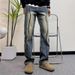 Men's Gradient Washed Jeans Straight Leg Casual Pants Retro Trendy Versatile Spring Autumn New Style_mkmklike.com