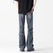 Men's Retro Patchwork Button Down Jeans High Street Design Casual Straight Leg Slightly Flared Pants For Spring And Autumn_mkmklike.com