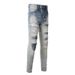 Men's Distressed Skinny Jeans - High Street Ripped Knee Denim Pants For Teen & Young Adult - Slim Fit Stretch Cotton Comfort_mkmklike.com