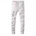 Men's Rhinestone Washed Distressed Patchwork Jeans High Street Style European And American AM Cross Border Fashion for Men_mkmklike.com