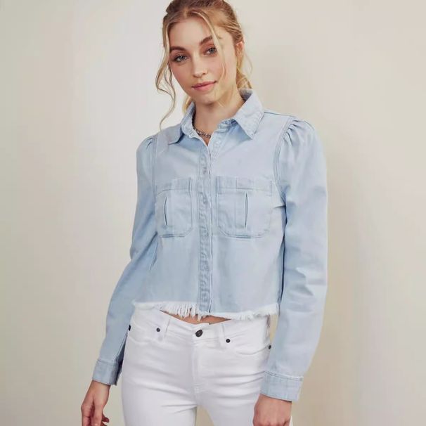 Jackets Long Sleeve Short Slim Fit Washed Women's Slightly Stretch Denim Jacket_mkmklike.com