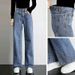 High Waist Stretch Denim Pants For Women - Relaxed Fit Straight Leg Cropped Jeans With Vintage Wash (Light Blue/Dark Blue)_mkmklike.com