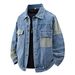 Men's Clothing Spring And Autumn Large Size Patchwork Denim Jacket Men's Long Sleeve Casual Loose Top Douyin Hot Style Fashion Trend Thick Jacket_mkmklike.com